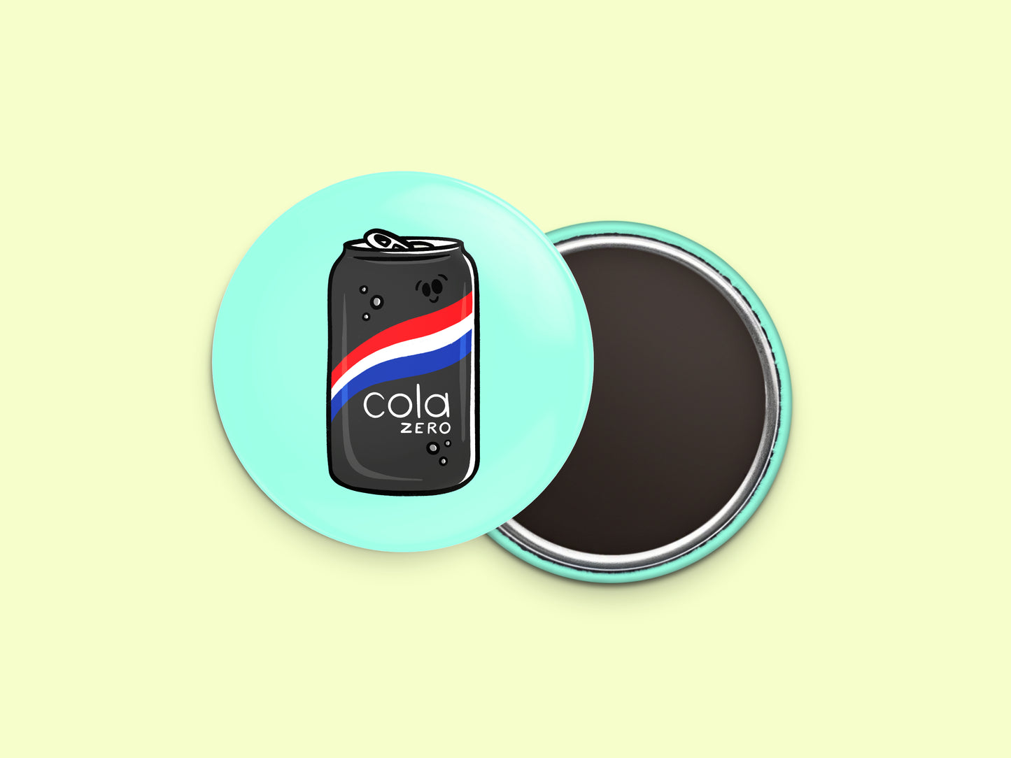 Blue Cola Zero Sugar Soda Button Fridge Magnet