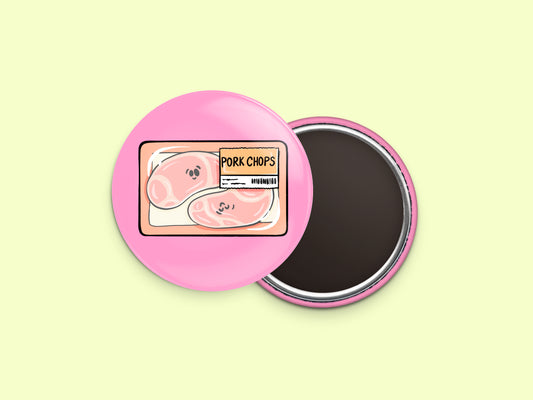 Pork Chops Button Fridge Magnet