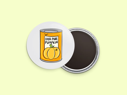 Canned Pumpkin Button Fridge Magnet