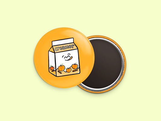 Pumpkin Spice Creamer Button Fridge Magnet