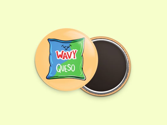 Queso Wavy Chips Button Fridge Magnet