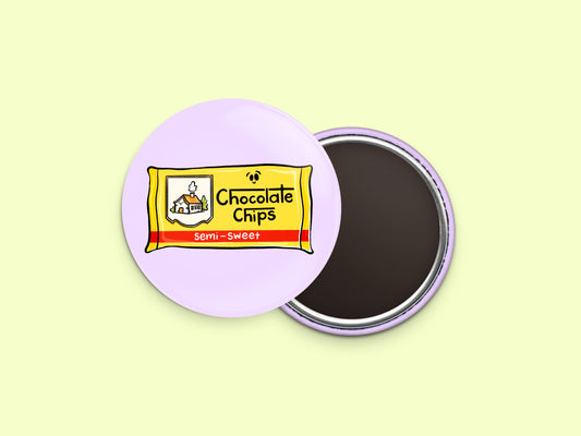 Semi Sweet Chocolate Chips Button Fridge Magnet