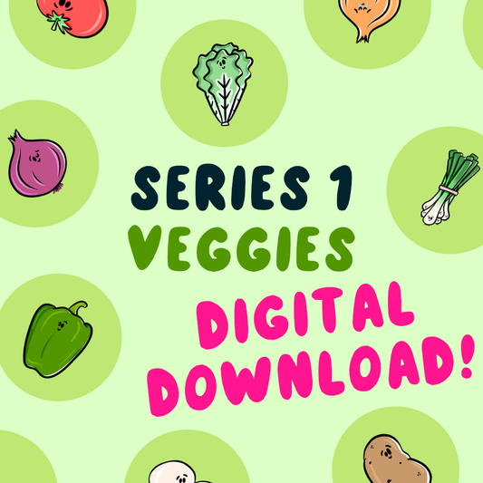 Series 1 Veggies DIGITAL DOWNLOAD Button Fridge Magnets
