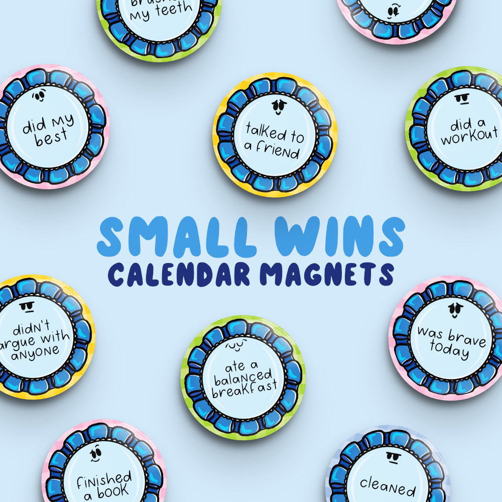 Whole Set SMALL WINS Calendar Button Magnets