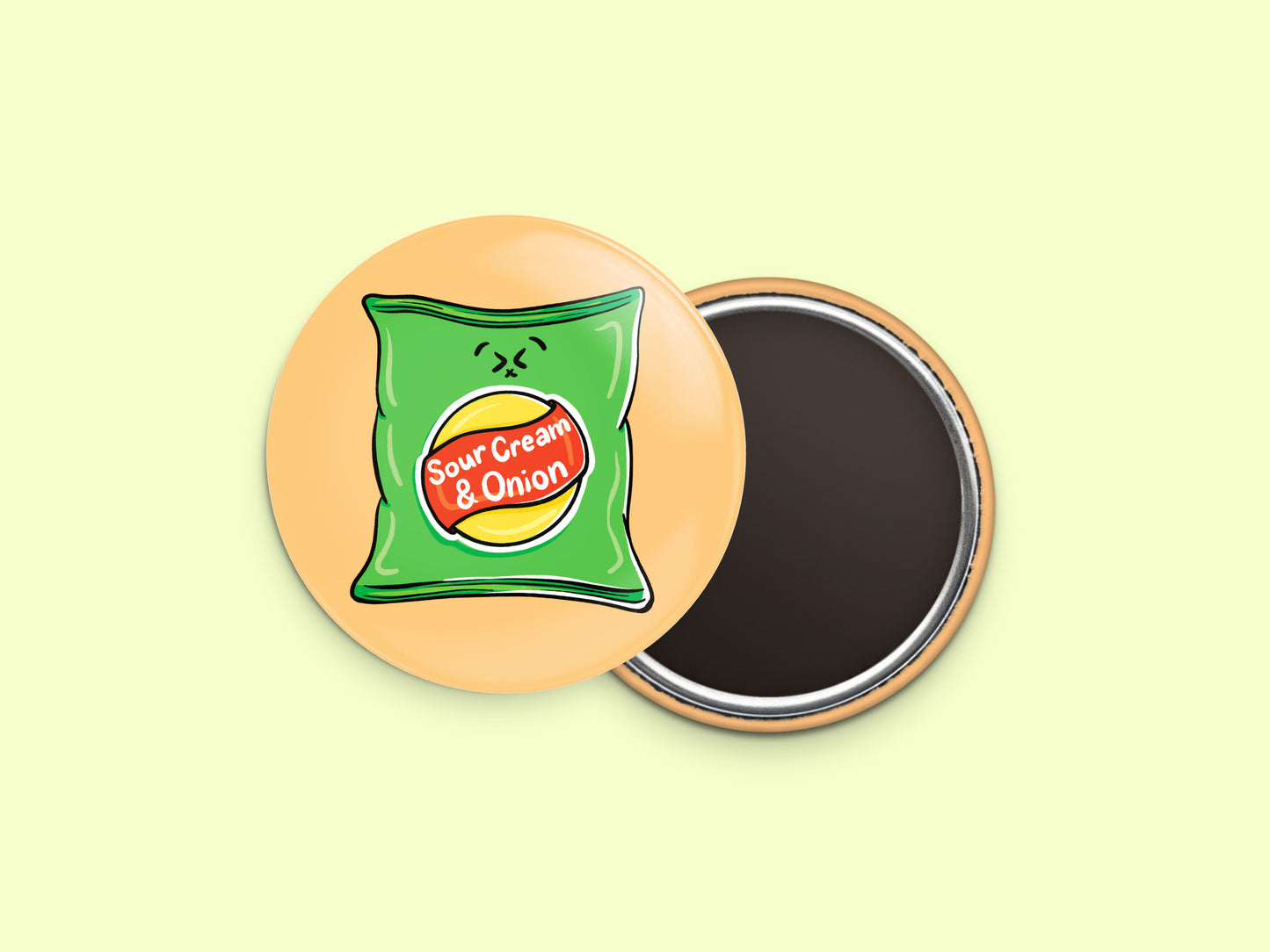 Sour Cream and Onion Chips Button Fridge Magnet