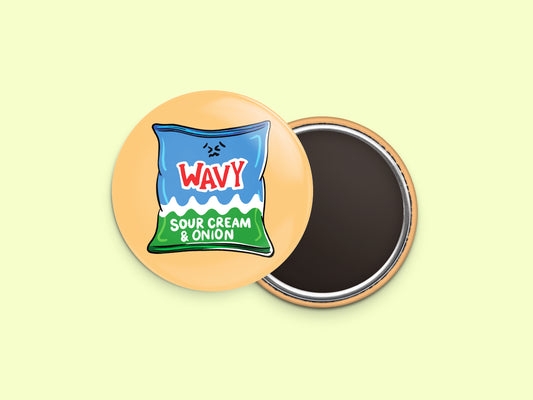 Sour Cream and Onion Wavy Chips Button Fridge Magnet