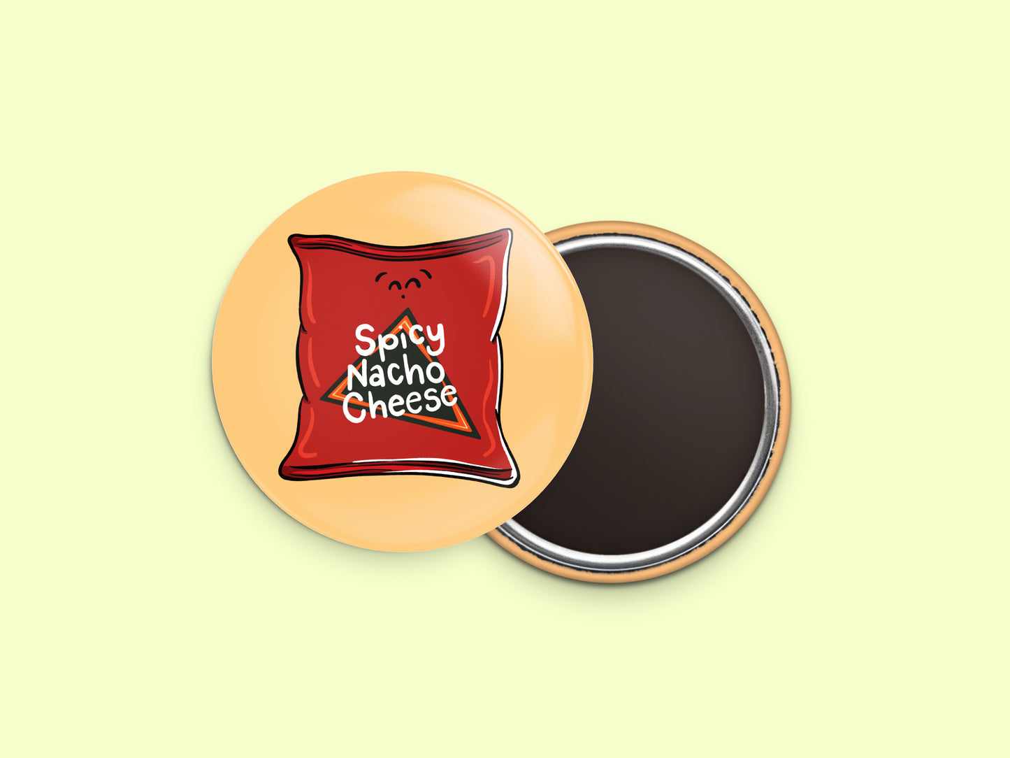 Spicy Nacho Cheese Tortilla Chips Button Fridge Magnet