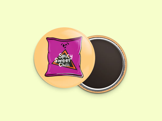Spicy Sweet Chili Tortilla Chips Button Fridge Magnet