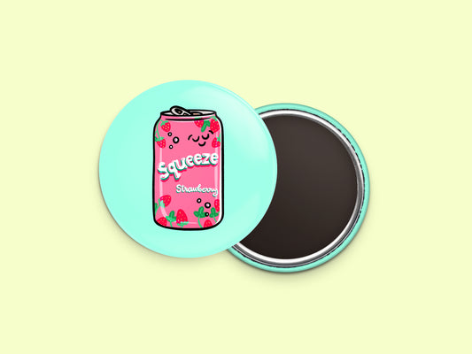 Strawberry Soda Button Fridge Magnet