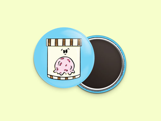 Strawberry Ice Cream Button Fridge Magnet