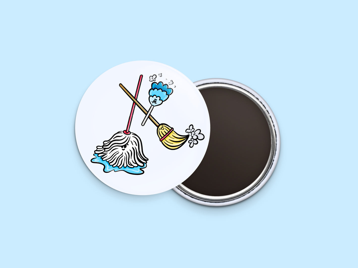 Sweep Mop and Dust Button Calendar Magnet