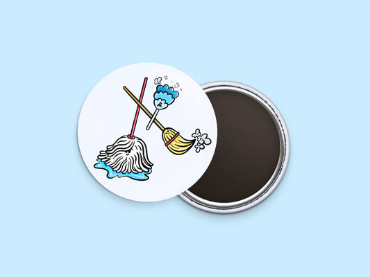 Sweep Mop and Dust Button Calendar Magnet