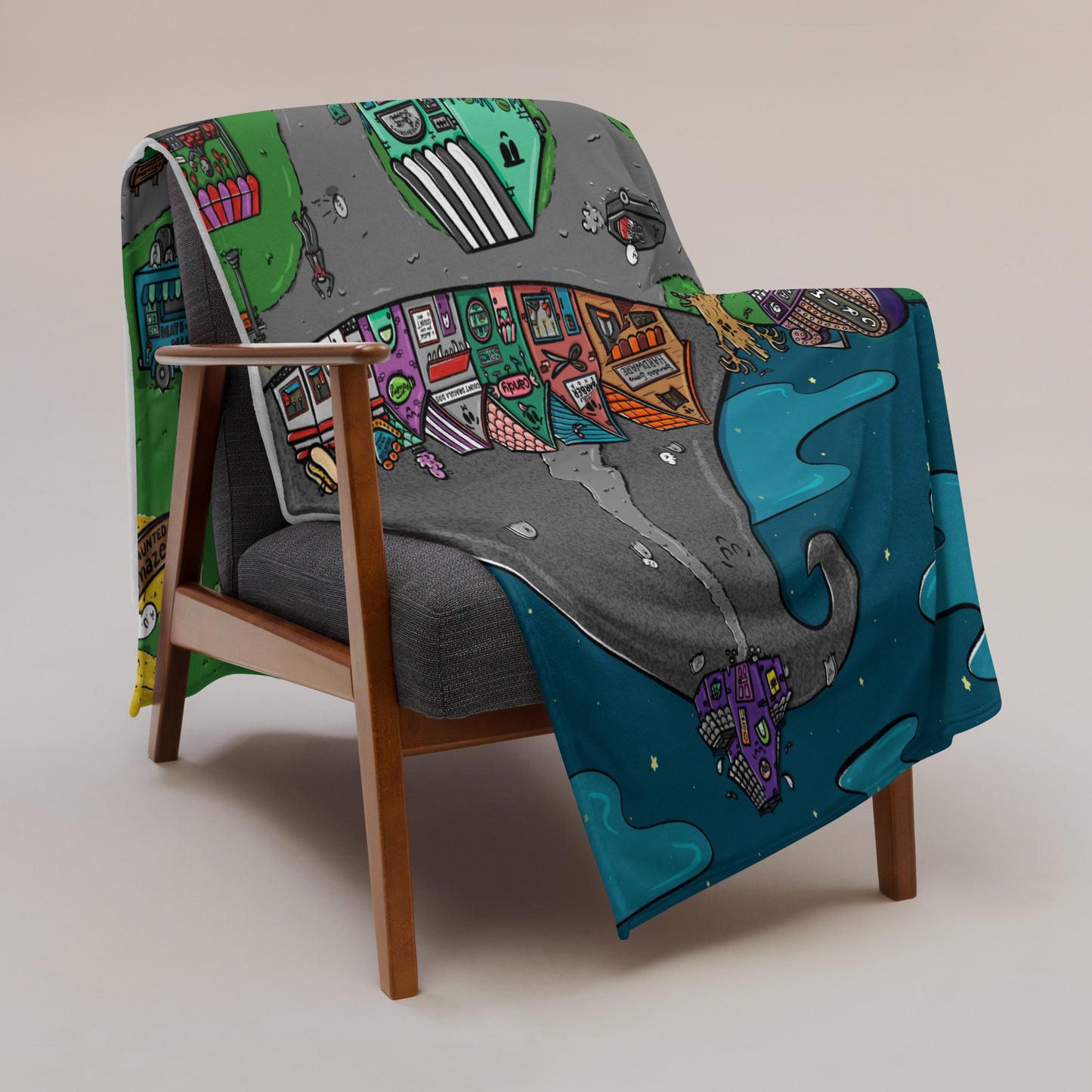 Spooky Village Throw Blanket