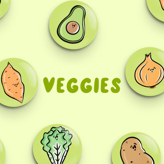 Whole Set of VEGGIES Button Fridge Magnets