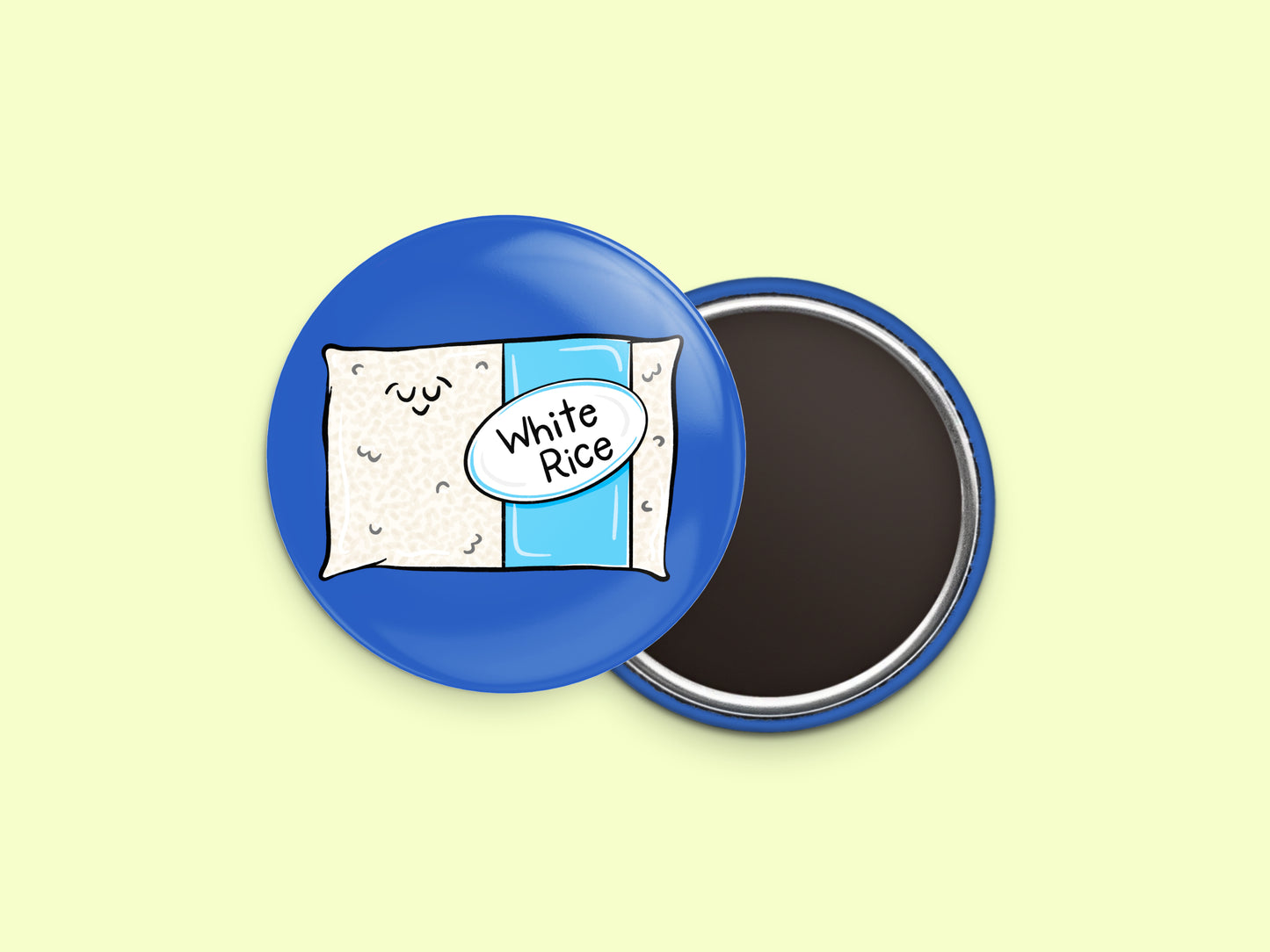 White Rice Button Fridge Magnet