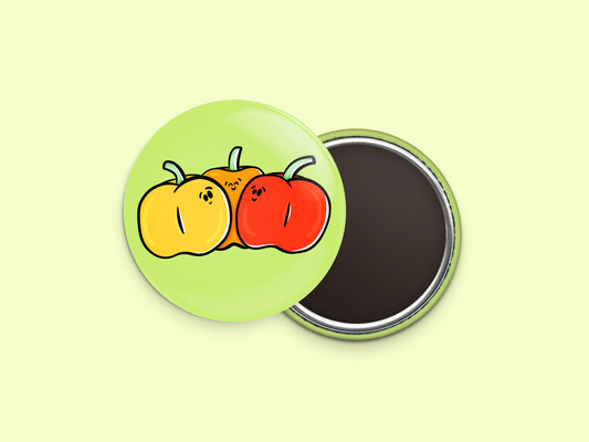 Trio of Bell Peppers Button Fridge Magnet