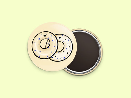 Blueberry Bagel Button Fridge Magnet