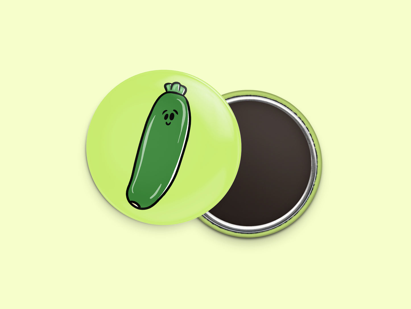 Green Zucchini Button Fridge Magnet