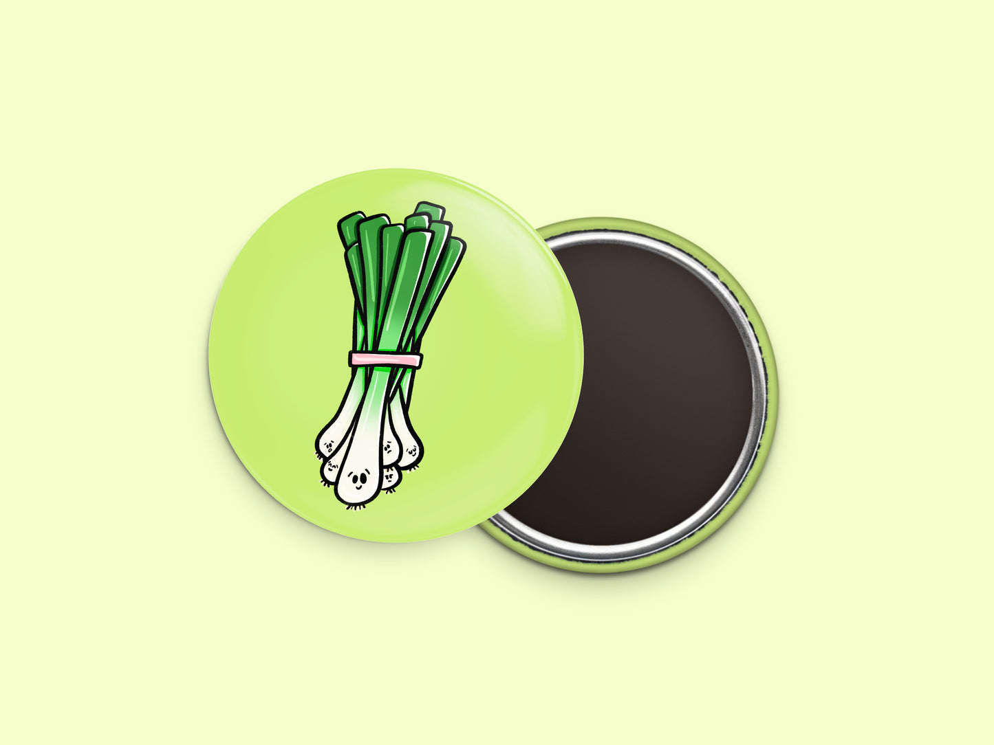 Green Onion Button Fridge Magnet