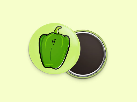 Green Bell Pepper Button Fridge Magnet
