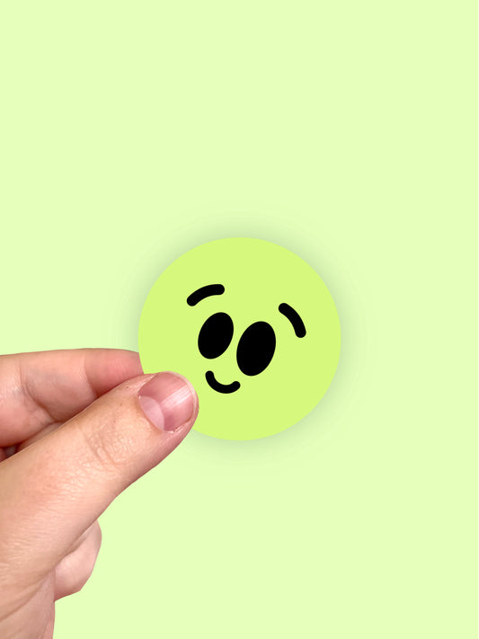 Green Happy Face Mini Vinyl Sticker