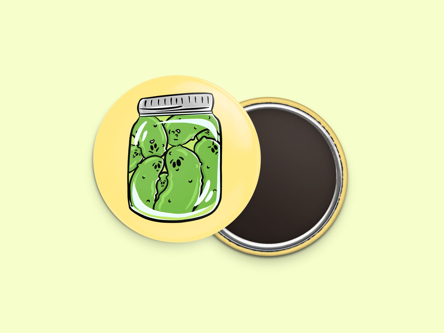 Jar of Pickles Button Fridge Magnet