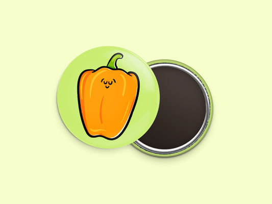 Orange Bell Pepper Button Fridge Magnet