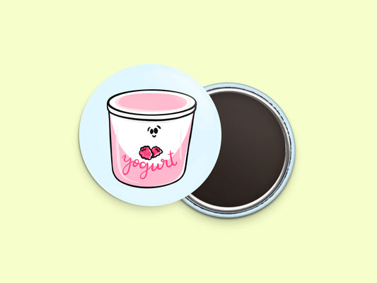 Raspberry Yogurt Button Fridge Magnet