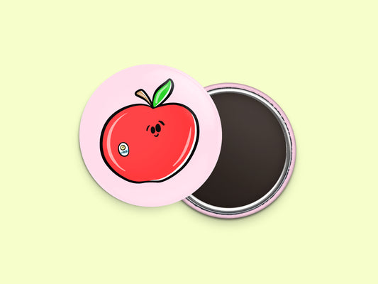 Red Apple Button Fridge Magnet
