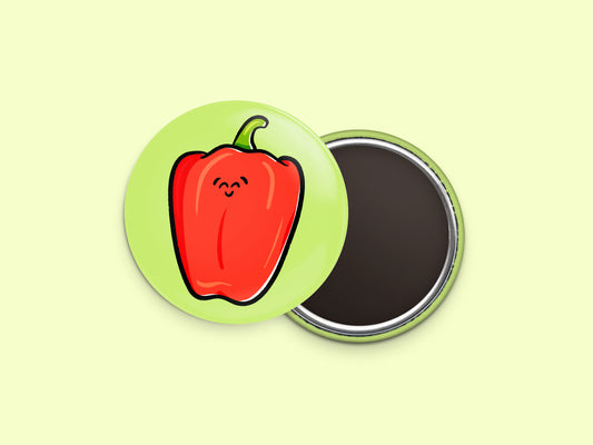 Red Bell Pepper Button Fridge Magnet