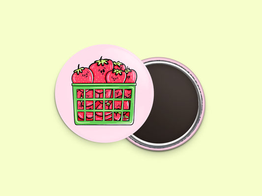 Strawberries Button Fridge Magnet