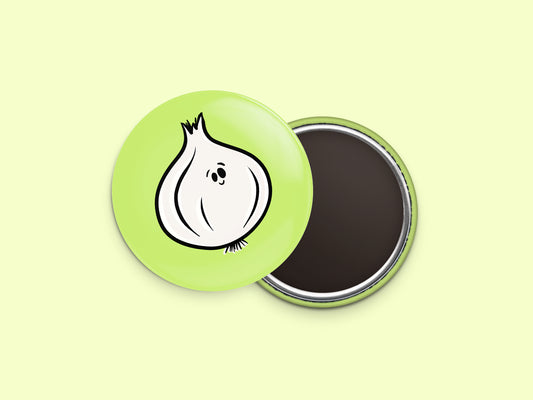 White Onion Button Fridge Magnet
