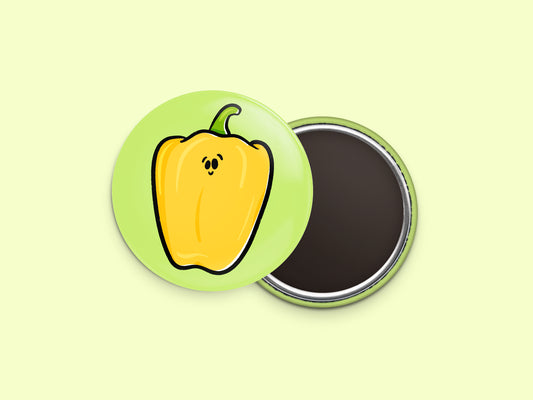 Yellow Bell Pepper Button Fridge Magnet