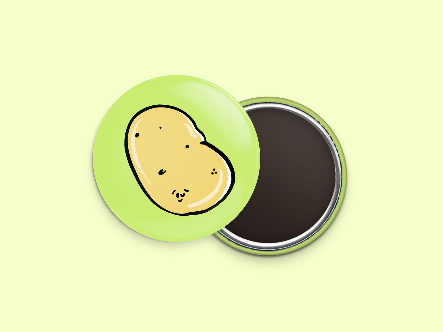 Yellow/Gold Potato Button Fridge Magnet